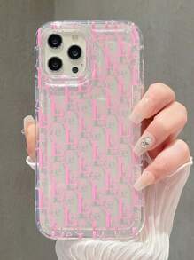 印刷字母氣墊抗摔手機殼，適用於 iPhone 14/14 Pro/11/13 Pro Max/12/15 Pro Max/15 Plus/15 Pro - 粉色 - 查看 1