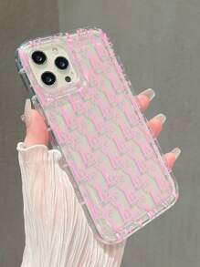 印刷字母氣墊抗摔手機殼，適用於 iPhone 14/14 Pro/11/13 Pro Max/12/15 Pro Max/15 Plus/15 Pro - 粉色 - 查看 3