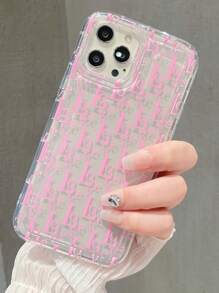 印刷字母氣墊抗摔手機殼，適用於 iPhone 14/14 Pro/11/13 Pro Max/12/15 Pro Max/15 Plus/15 Pro - 粉色 - 查看 2