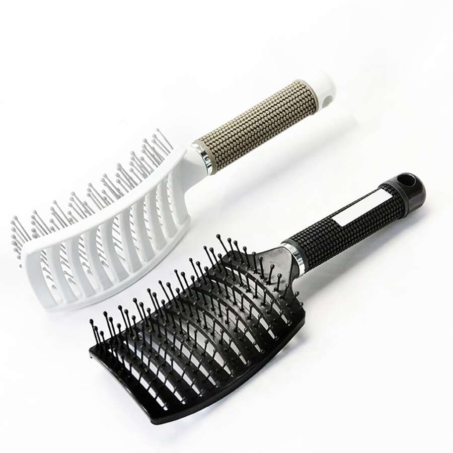 大曲綫鏤空塑膠梳子用於頭髮造型,男士梳子,便攜家庭髮刷,按摩產品髮刷,美髮工具