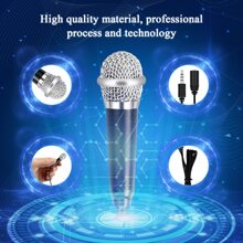 迷你卡拉OK麥克風帶3.5mm通用數據線,便攜嗓音麥克風,微小麥克風,嗓音記錄麥克風(黑色) - 黑色 - 查看 6