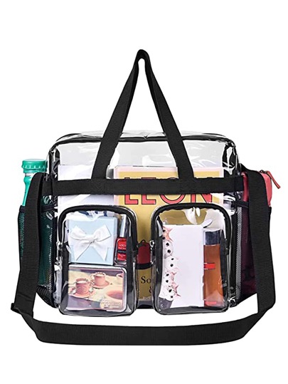 Bolsa de tote transparente impermeable para deportes, gimnasio, moda, verano, vacaciones y playa, a prueba de arena y agua, bolso transparente perfecto para mujeres, bolsa de libro transparente