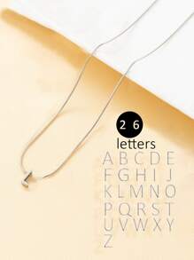 1條不過敏不鏽鋼蛇骨鏈,附英文字母,黃道十二宮吊墜,適用於女性、男性和女孩,附銀飾層