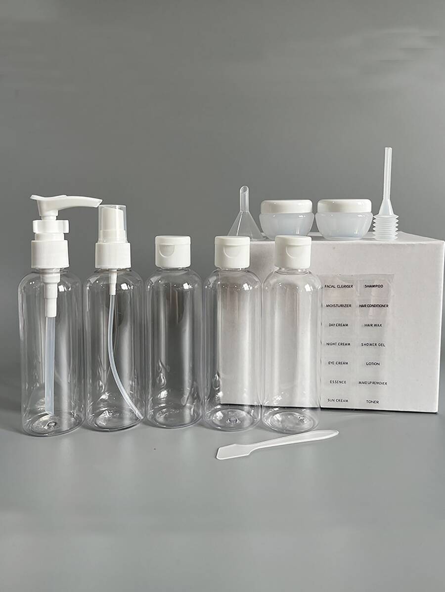 Travel Refillable Bottle Set Spray Lotion Shampoo Shower Gel Tube Bottling Cosmetic Empty Liquid Container Portable Tool Refill Travel Essentials , Travel Organizer For Beach ,Summer Vacation Back To School - White - View 1