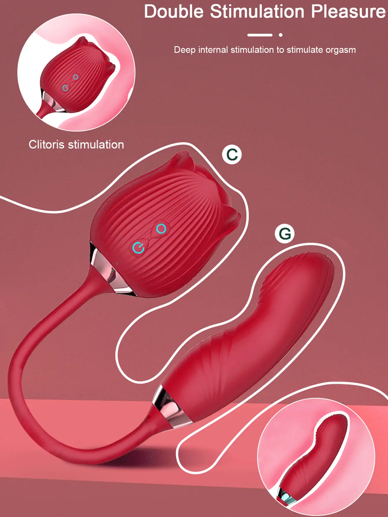 Rosa Virbrator Clitoris Sucker G Spot Vibrador Juguetes sexuales para adultos para mujeres, Vibrador de succión de clítoris Rose Sex Toys Estimulador de pezones para mujeres