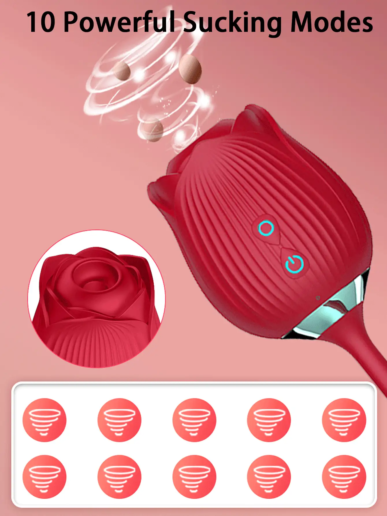 Rosa Virbrator Clitoris Sucker G Spot Vibrador Juguetes sexuales para adultos para mujeres, Vibrador de succión de clítoris Rose Sex Toys Estimulador de pezones para mujeres