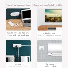 20入組數據線管理夾子,金屬絲固定的扣飾,自黏式燈芯絨收納適用於台式機 - 無色 - 查看 5