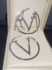 1pair Fashionable Simple Creative Party Gift Metallic Geometric Earrings - Silver - View 1