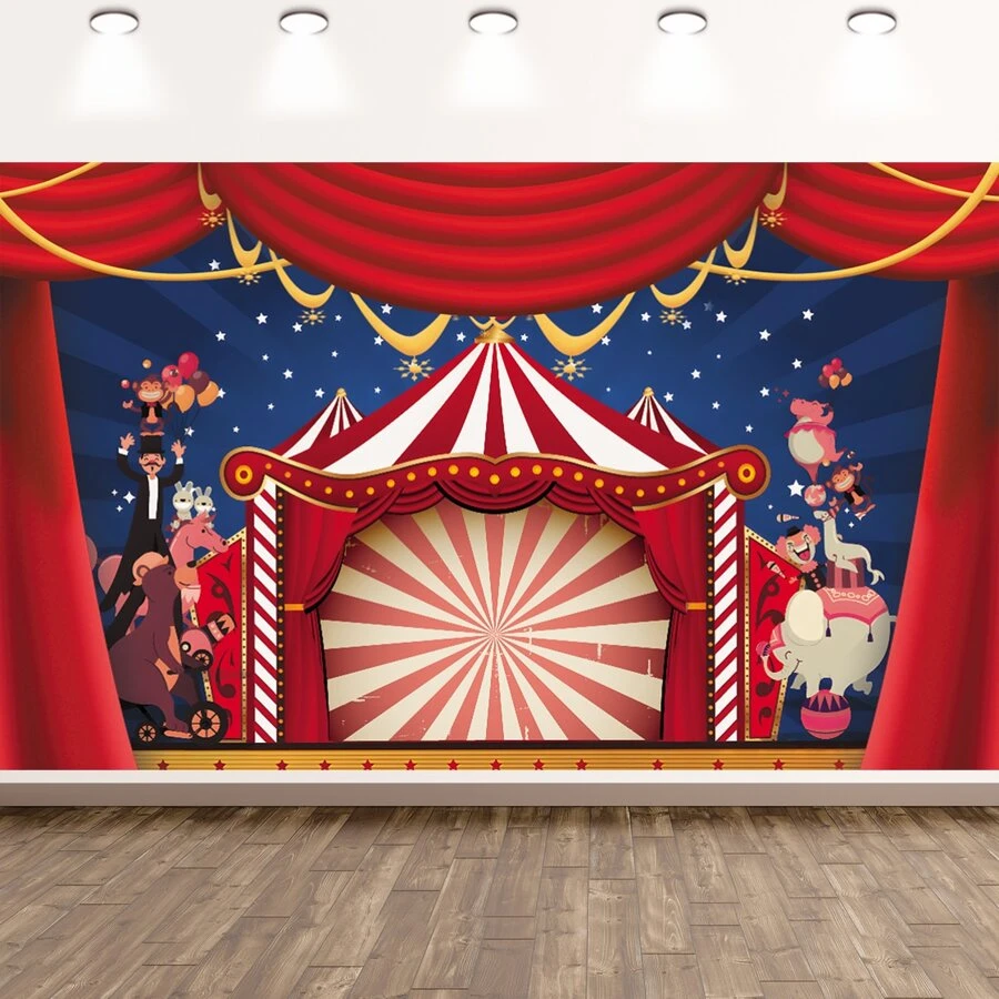 Dienalls Đỏ  Rạp xiếc Lễ hội hóa trang Bối cảnh Rèm Ngôi sao Ảnh nền Tiệc sinh nhật Đồ trang trí - Nhiều màu - Xem 1