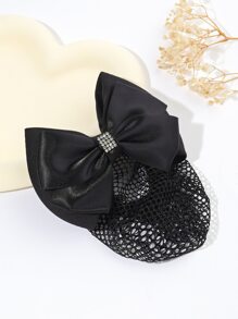 1 Miếng Chuyên nghiệp Của phụ nữ Tóc Lưới & Kẹp tóc Với Đen Ruy băng & Kim cương Trang trí Nơ - màu đen - Xem 1