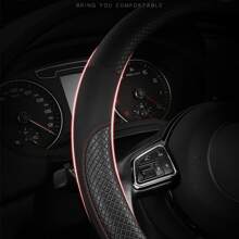 Colorblock PU Leather Car Steering Wheel Cover - Pink - View 5