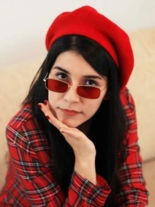 女性時尚復古眼鏡 - 紅色 - 查看 1