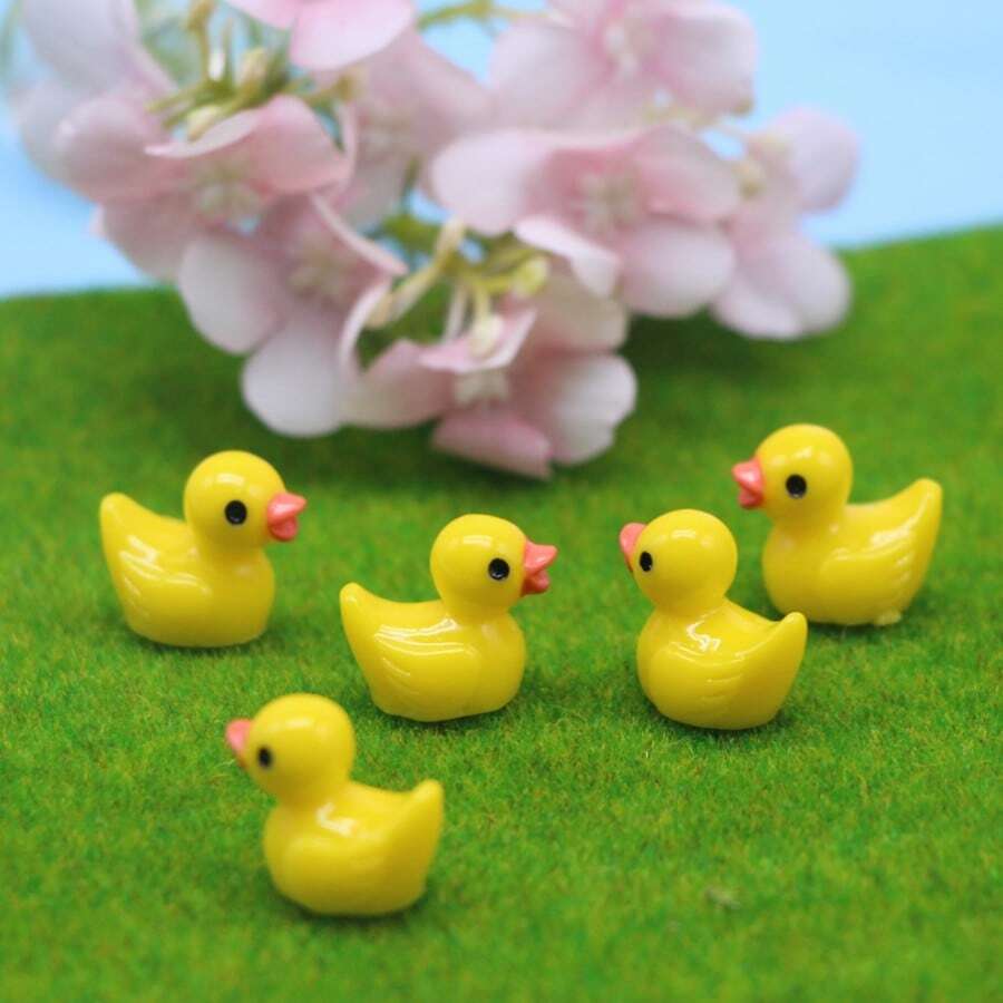 20pcs Mini Cute Duck Home Decor Dollhouse Diy Accessories - Yellow - View 1