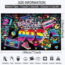 Dienalls 6x4ft Back to The 90s Backdrop for Party Decorations Hip Hop Graffiti Wall Decor - Multicolor - View 2