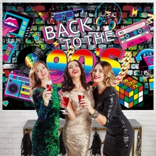 Dienalls 6x4ft Back to The 90s Backdrop for Party Decorations Hip Hop Graffiti Wall Decor - Multicolor - View 6