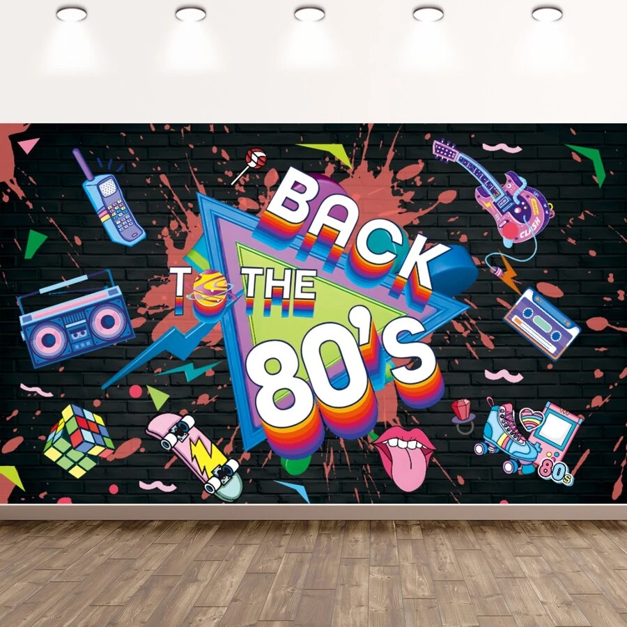 Dienalls 6x4ft 80's Party Decorations Back to The 80's Banner 80's Backdrop Background Decoration - Multicolor - View 1