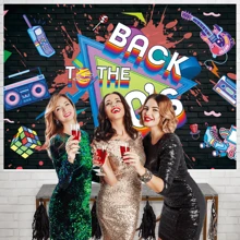 Dienalls 6x4ft 80's Party Decorations Back to The 80's Banner 80's Backdrop Background Decoration - Multicolor - View 6