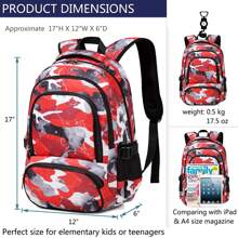 Kids Backpack Boys Elementary School Bags Primary Middle School Book Bags For Teens Kindergarten Sturdy Waterproof Lightweight Durable Travel Gifts 17 Inch Ages 6-12 Boys Bookbags For Ages 9-12 Grade Red Camo Blue Camouflage Back Packs Age 6 Kids Girls Space Pack With Laptop Compartment 6-8 Bullet Resistant Heavy Duty Bookbags 5 To 8 To 10 Years Old Scolares Ara Niñas De 5 Años Mochilas 4 Entera Grande Morral School Marca Olsones - Red - View 2