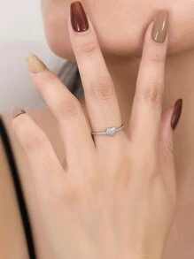 Flyleaf 1pc 925 Sterling Silver Romantic Micro Inlaid  Heart Shaped Women's Ring, For Party, Bridal, Wedding Jewelry Engagement