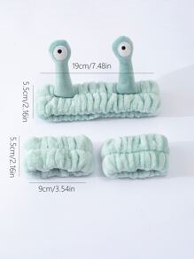 蝸牛設計髮帶和臉部洗滌腕帶 - 青碧色 - 查看 4