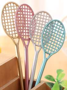 4入组/套可愛網球拍形狀圓珠筆,中性筆辦公學校用品