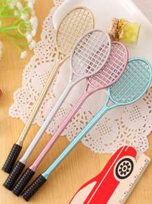 4入组/套可愛網球拍形狀圓珠筆,中性筆辦公學校用品
