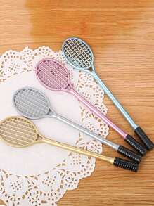 4入组/套可愛網球拍形狀圓珠筆,中性筆辦公學校用品