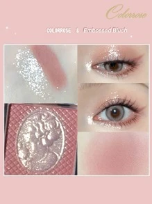 COLORROSE Shimmering Blush Powder, Luminous Pearl Finish, Lightweight And Smooth, Combines Blush And Highlighter For A Refined Complexion Makeup - 1022咖豆沙 - 查看 8