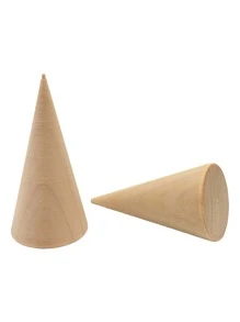 木质锥形戒指珠宝展示架 6 件，情人节返校礼物 - 米色 - 查看 4