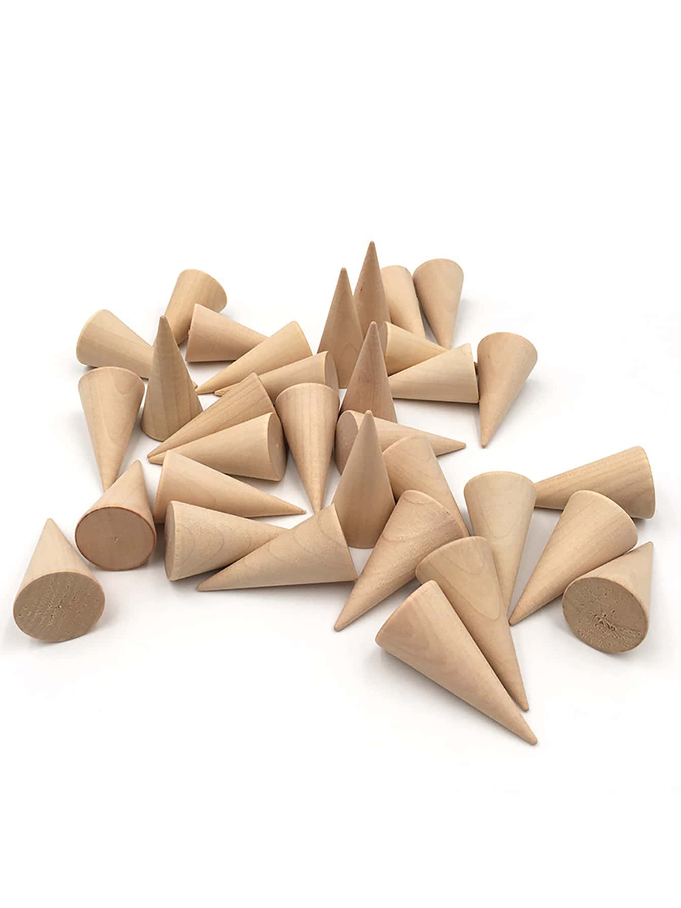 木质锥形戒指珠宝展示架 6 件，情人节返校礼物 - 米色 - 查看 1