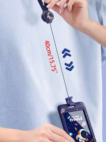 1pc Retractable Card Holder With Lanyard For Anti-lost, Waterproof, Anti-demagnetize, Id Card Badge Pocket, Ideal For Students, Kids - Blue - View 4