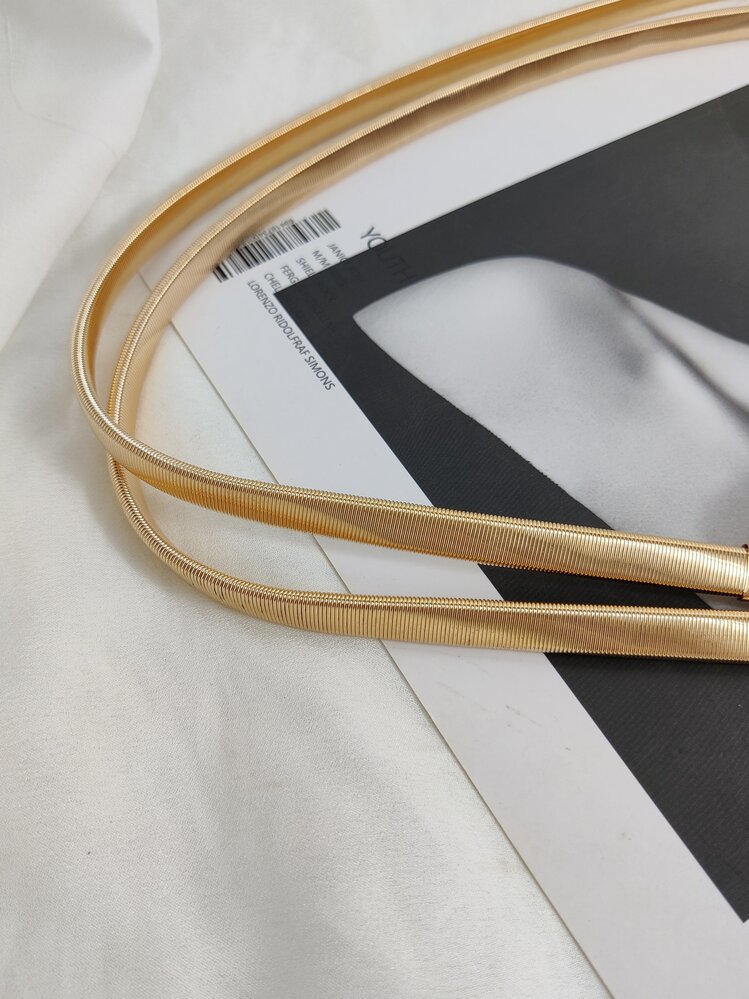 ZARSIO Cintura Elegante Oro Sottile, in Vita Alta Metallo Elastica per Donna