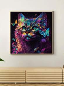 Diy 5d Diamond Painting Kit For Cat, Including Art Craft Canvas, Rhinestone Crystal, Embroidery Painting With Diamonds, Home Wall Decoration