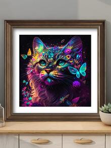 Diy 5d Diamond Painting Kit For Cat, Including Art Craft Canvas, Rhinestone Crystal, Embroidery Painting With Diamonds, Home Wall Decoration