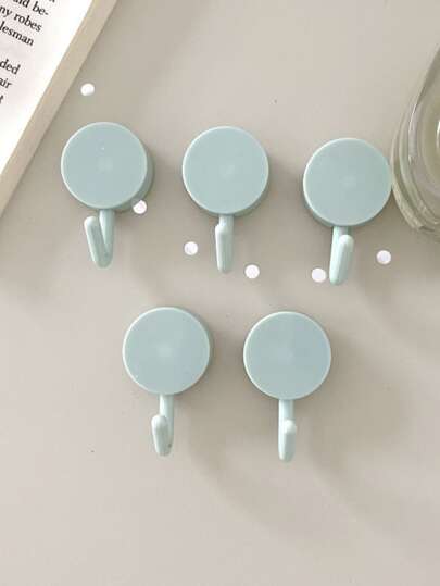 5pcs Household Adhesive Hooks With Nordic Cartoon Design, No Trace Simple Style, Multi-functional For Kitchen, Bathroom, Living Room, Bedroom