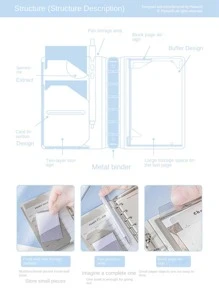 A7 Notebook Pocket Loose-Leaf Book Eyecare Notepad đa chức năng di động 80 trang - trắng - Xem 3