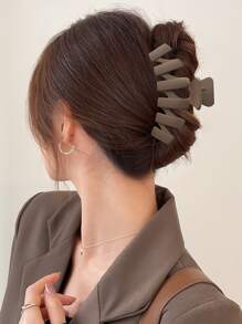 4pcs/Set Ladies' Minimalist Hair Claw/Hair Clip With Simple & Elegant Square/Rectangular/Flower Shape, Suitable For Daily & Outdoor & Bath & Makeup & Hair Styling & Clothing Accessory Casual Hair Clips Hair Jaw Clip Hair Clamps Hair Clutch Hair Catcher Clip Fall Winter Claw Clip Hair Accessories For Women For Vacation Outfits Woman Summer - Coffee - View 3