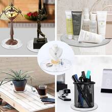 360 độ Xoay Trong suốt Lưu trữ Cái mâm 8 Inch Rộng , Thích hợp Đối với TV , Máy tính , Máy tính xách tay , Phòng bếp Tủ , Giá đỡ gia vị , Sân thượng Bàn , Tổ chức đồ trang sức - trắng - Xem 3