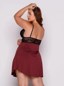 Plus Size Nightgowns & Sleepshirts - Màu Đỏ Sâu - Xem 2