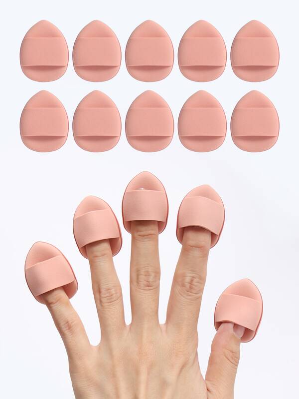 10pcs Mini Finger Makeup Sponge Cushion Puff Mixed Latex-Free Sponge And Puff, Suitable For All Skin Types, For Liquid Foundation & Concealer,Makeup,Cheap,Room Decor,Vanity,Travel,Bedroom,Makeup Accessories,Puff,Makeup Blender,Powder Puff,Makeup Sponge