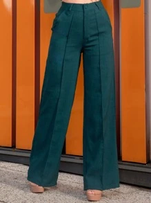 Women Pants - 墨綠色 - 查看 6