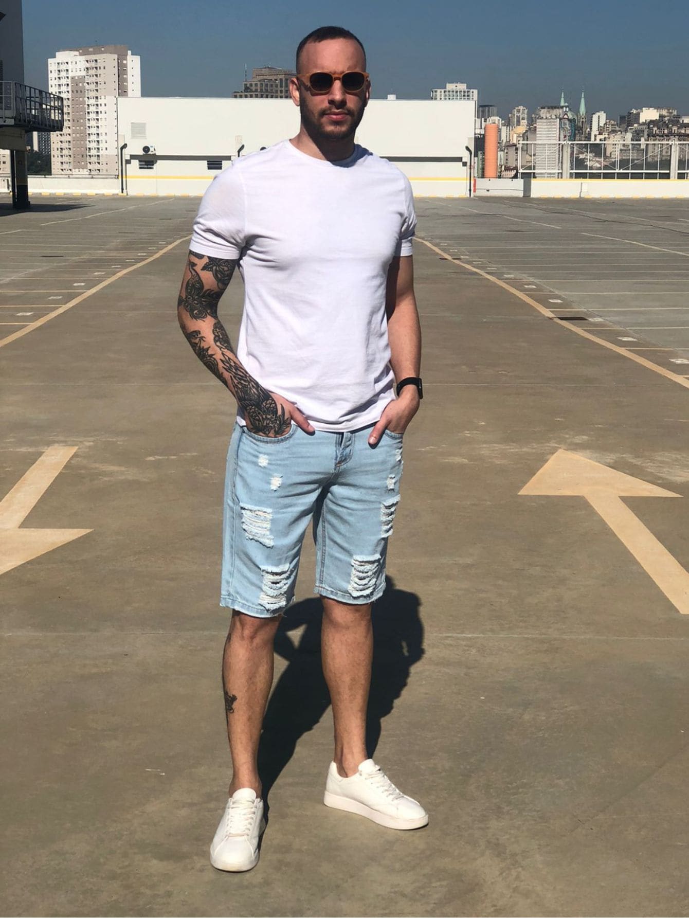 Men Denim Shorts - Rửa nhẹ - Xem 1