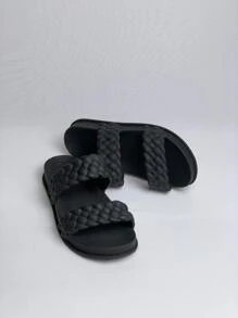 Chinelo Birken Papete Feminino Sandália Confortável Trançado Carnaval - Preto - Visão 1