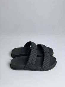 Chinelo Birken Papete Feminino Sandália Confortável Trançado Carnaval - Preto - Visão 2