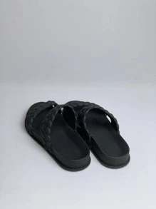 Chinelo Birken Papete Feminino Sandália Confortável Trançado Carnaval - Preto - Visão 3