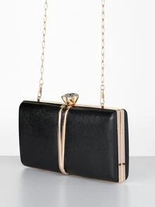 Bolsa De Noche Negra En Forma De Caja - Negro - Ver 4