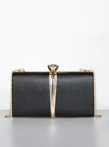 Bolsa De Noche Negra En Forma De Caja - Negro - Ver 1