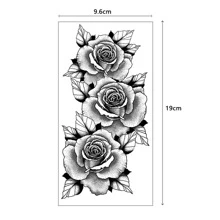 8 grande flor Tatuajes temporales para mujeres Chicas adultos , cuerpo arte falso brazo Etiquetas engomadas del tatuaje , impermeable negro flor Tatuaje Tatuajes temporales - Negro - Ver 9