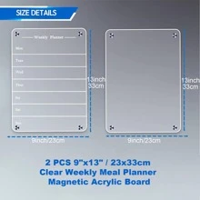 2 件 9 英寸 X 13 英寸透明每周膳食计划表最佳礼物 - 無色 - 查看 3