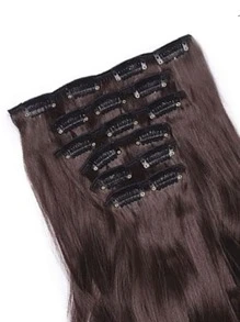Elegant 6pcs Long & Smooth Hairpiece Set With Clips - Brown - View 2